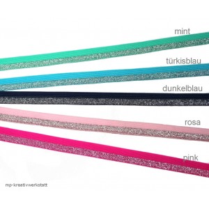 Besatzgummi mit Silberglitzer - Farbwahl - meterweise oder als günstige 25m-Packung bestellbar